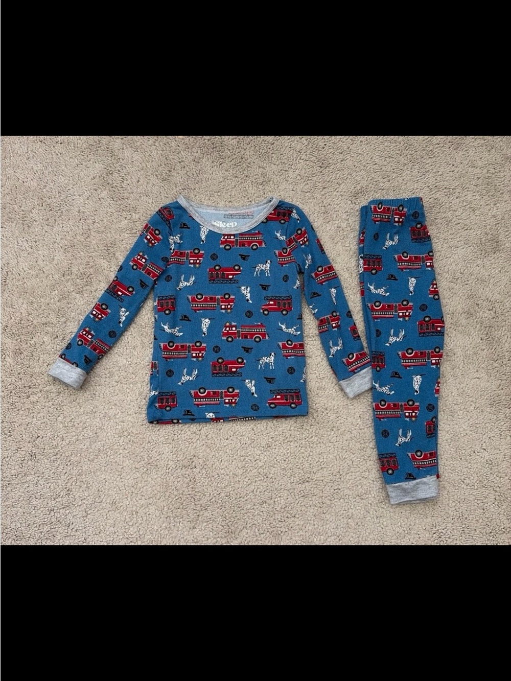 Kids Blue Firetruck Pajama Set - Long Sleeve & Pants